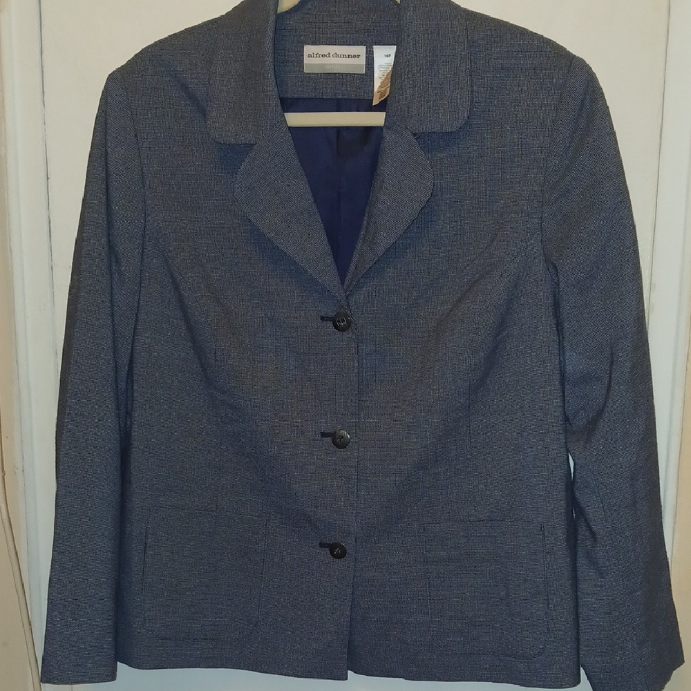 Alfred Dunner- Petite 14P Women's 3 Button Grayish Blue Blazer